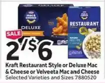 Stop&Shop Kraft Restaurant Style or Deluxe Mac and Cheese or Velveeta Mac and Cheese offer