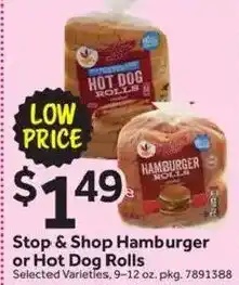 Stop&Shop Stop & Shop Hamburger or Hot Dog Rolls offer