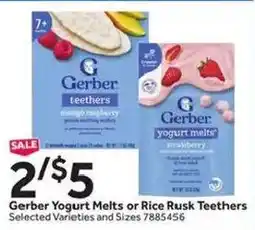 Stop&Shop Gerber Yogurt Melts or Rice Rusk Teethers offer