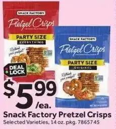 Stop&Shop Snack Factory Pretzel Crisps offer