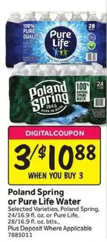 Stop&Shop Poland Spring or Pure Life Water offer