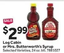 Stop&Shop Log Cabin or Mrs. Butterworth's Syrup offer