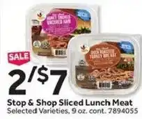 Stop&Shop Stop & Shop Sliced Lunch Meat offer