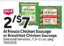 Stop&Shop Al Fresco Chicken Sausage or Breakfast Chicken Sausage offer