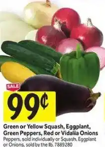 Stop&Shop Green or Yellow Squash, Eggplant, Green Peppers, Red or Vidalia Onions offer