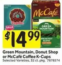 Stop&Shop Green Mountain, Donut Shop or McCafé Coffee K-Cups offer