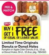 Stop&Shop Limited Time Originals Donuts or Donut Holes offer