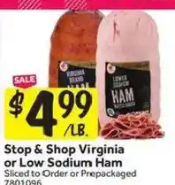 Stop&Shop Stop & Shop Virginia or Low Sodium Ham offer