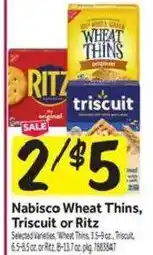 Stop&Shop Nabisco Wheat Thins, Triscuit or Ritz offer