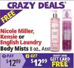 Ocean State Job Lot Nicole Miller, Kensie or English Laundry Body Mists offer