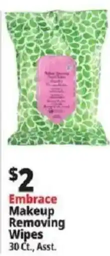 Ocean State Job Lot Embrace Makeup Removing Wipes offer