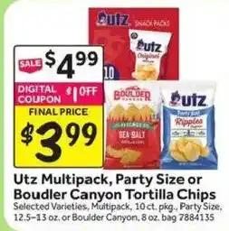 Stop&Shop Utz Multipack, Party Size or Boulder Canyon Tortilla Chips offer