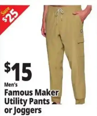 Ocean State Job Lot Men's Famous Maker Utility Pants or Joggers offer