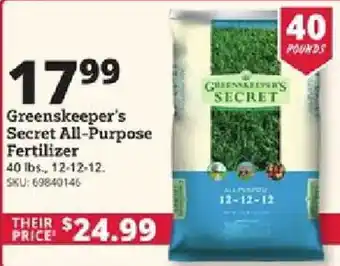 Greenskeeper's Secret All-Purpose Fertilizer
