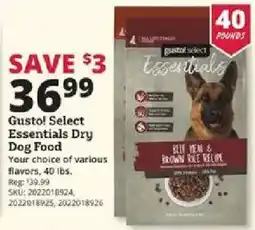 Rural King Gustol Select Essentials Dry Dog Food offer