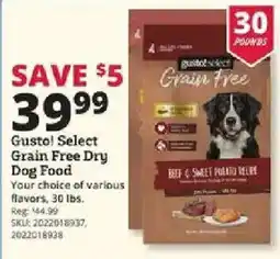 Rural King Gustol Select Grain Free Dry Dog Food offer