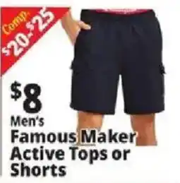 Ocean State Job Lot Men's Famous Maker Active Tops or Shorts offer