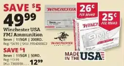 Rural King Winchester USA FMJ Ammunition offer