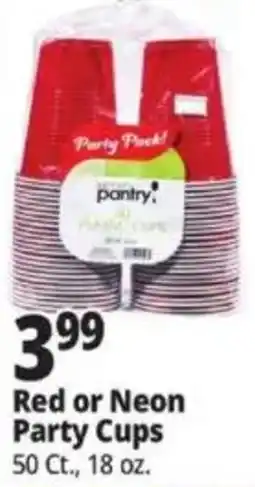 Ocean State Job Lot Party Pantry red or neon party cups offer