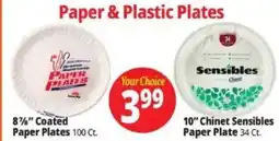 Ocean State Job Lot Sensibles 10" Chinet Paper Plate offer