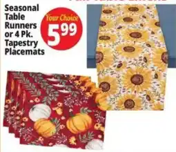 Ocean State Job Lot Seasonal Table Runners or 4 Pk. Tapestry Placemats offer