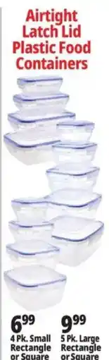 Ocean State Job Lot Airtight Latch Lid Plastic Food Containers offer