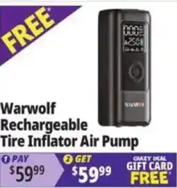 Ocean State Job Lot Warwolf Rechargeable Tire Inflator Air Pump offer