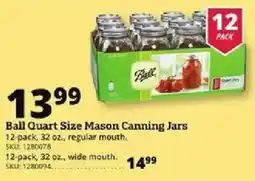 Rural King Ball quart size mason canning jars offer