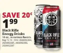Rural King Black Rifle Energy Drinks offer