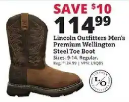 Rural King Lincoln Outfitters Men's Premium Wellington Steel Toe Boot offer