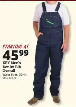 Rural King Key men's denim bib overall offer