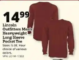 Rural King Lincoln Outfitters Men's Heavyweight Long Sleeve Pocket Tee offer