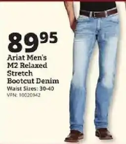 Rural King Ariat men's m2 relaxed stretch bootcut denim offer