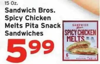Hannaford Sandwich Bros. Spicy Cicken Melts Pita Snack Sandwiches offer