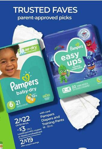 Rite Aid Pampers Diapers And Training Pants offer