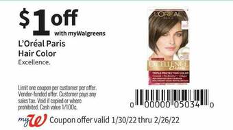 Walgreens L'oréal Paris Hair Color offer