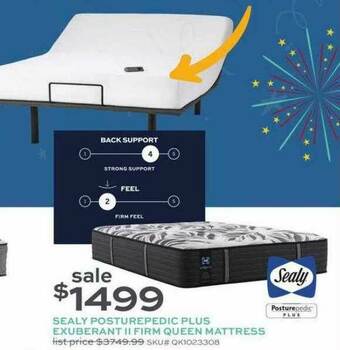 Slumberland Furniture Sealy Posturepedic Plus Exuberant II Firm Queen Mattress offer