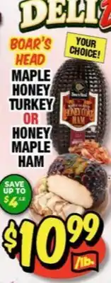 Western Beef BOAR'S HEAD MAPLE HONEY TURKEY OR HONEY MAPLE HAM offer
