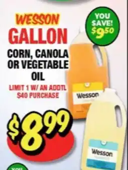 Western Beef WESSON GALLON CORN, CANOLA OR VEGETABLE OIL offer