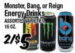 Western Beef Monster, Bang, or Reign Energy Drinks offer