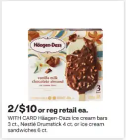 CVS Häagen-Dazs ice cream bars 3 ct., Nestlé Drumstick 4 ct. or ice cream sandwiches 6 ct offer