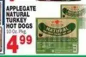 Bravo Supermarkets Applegate natural turkey hot dogs offer