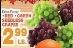 Bravo Supermarkets Extra Fancy Red Green Seedless Grapes offer