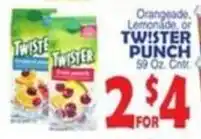Bravo Supermarkets Twister Orangeade, Lemonade, or Twister Punch offer