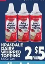 Bravo Supermarkets Krasdale dairy whipped topping offer