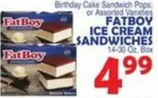 Bravo Supermarkets Fatboy ice cream sandwiches offer