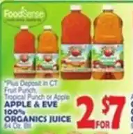 Bravo Supermarkets Apple & Eve 100% Organics Juice offer