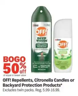 Meijer Off! Repellents, Citronella Candles or Backyard Protection Products offer