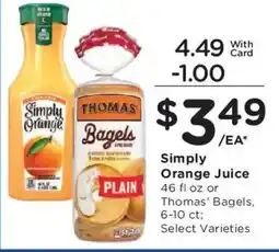 Dillons Simply Orange Juice or Thomas' Bagels offer