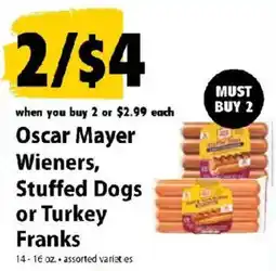 Festival Foods Oscar Mayer Wieners, Stuffed Dogs or Turkey Franks offer